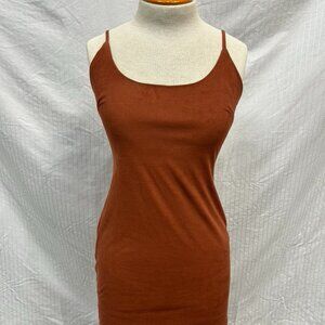 Burnt orange faux suede mini dress